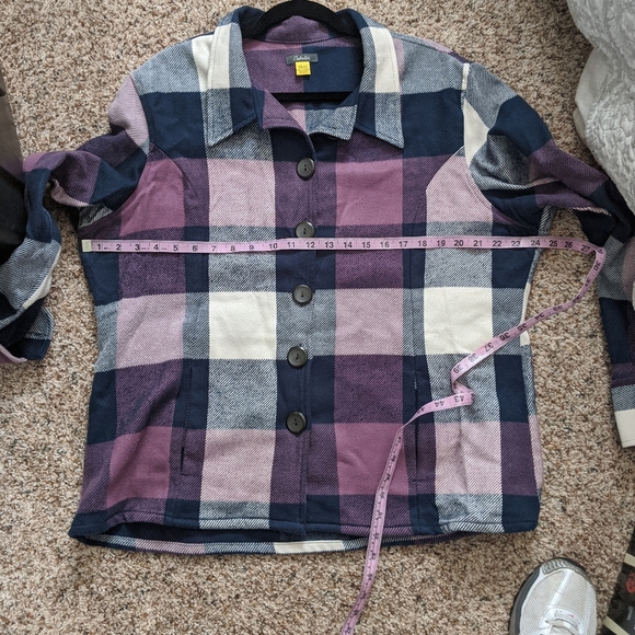 (Cabela's) Purple Cotton Plaid Button Jacket 2XL - Picture 7 of 10